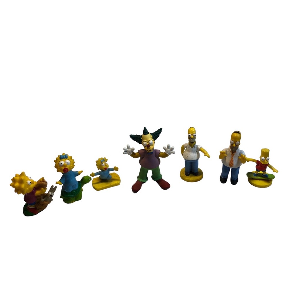 Lot Of 7 Vintage Simpsons Figures 1990-2007 Homer Maggie Krusty Bart Lisa